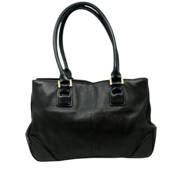 TORY BURCH~Robinson~BLACK PEBBLED LEATHER 3 COMPARTMENT SHOULDER TOTE BAG - Picture 3 of 6